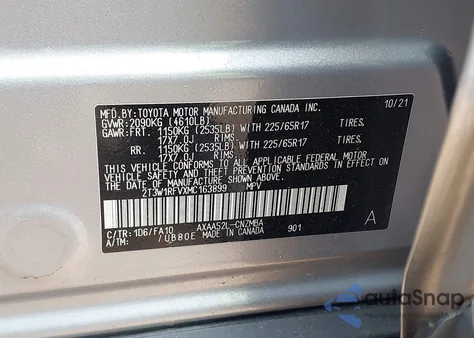 2021 Toyota Rav4 Xle/Xle Premium from USA, damaged, VIN 2T3W1RFVXMC163899